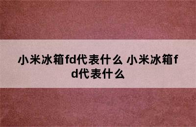 小米冰箱fd代表什么 小米冰箱fd代表什么